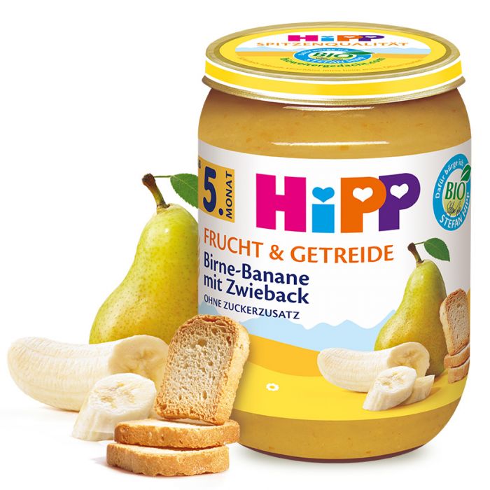 HIPP 4735 Bio Hruška, banán a suchar od 5. měs, 190 g