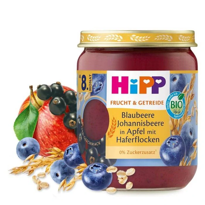 HIPP Bio Borůvky, rybíz, jablko a ovesné vločky po 8. měs, 190 g
