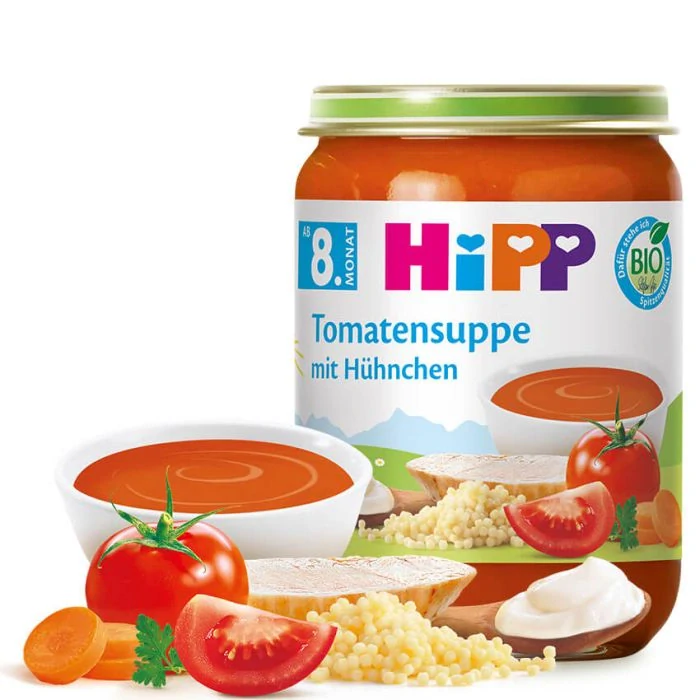 HIPP Bio Rajčatová polévka s kuřetem po 8. měs, 190 g
