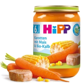 HIPP Bio Karotka, kukurice a telecí po 6. měs, 190 g 