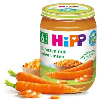 HIPP 4185 Bio karotka s červenou čočkou  po 6. měs, 190 g 