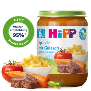 HIPP Bio Špecle s gulášem po 6. měs, 190 g 