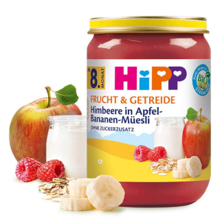 HIPP Bio Maliny, jablko, banán a müsli po 8. měs, 190 g