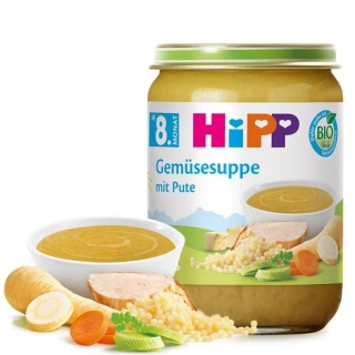 HIPP Bio Zeleninová polévka s krůtou polévka s kuřetem po 8. měs, 190 g