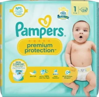 PAMPERS premium protection New Baby, velikost 1, 2-5 kg, 24 ks
