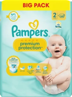 PAMPERS premium protection New Baby, velikost 2 Mini, 4-8 kg, Jumbo Pack, 68 ks
