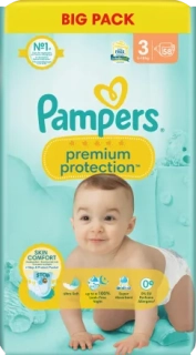PAMPERS premium protection, velikost 3 Midi, 6-10 kg, Jumbo Pack, 58 ks